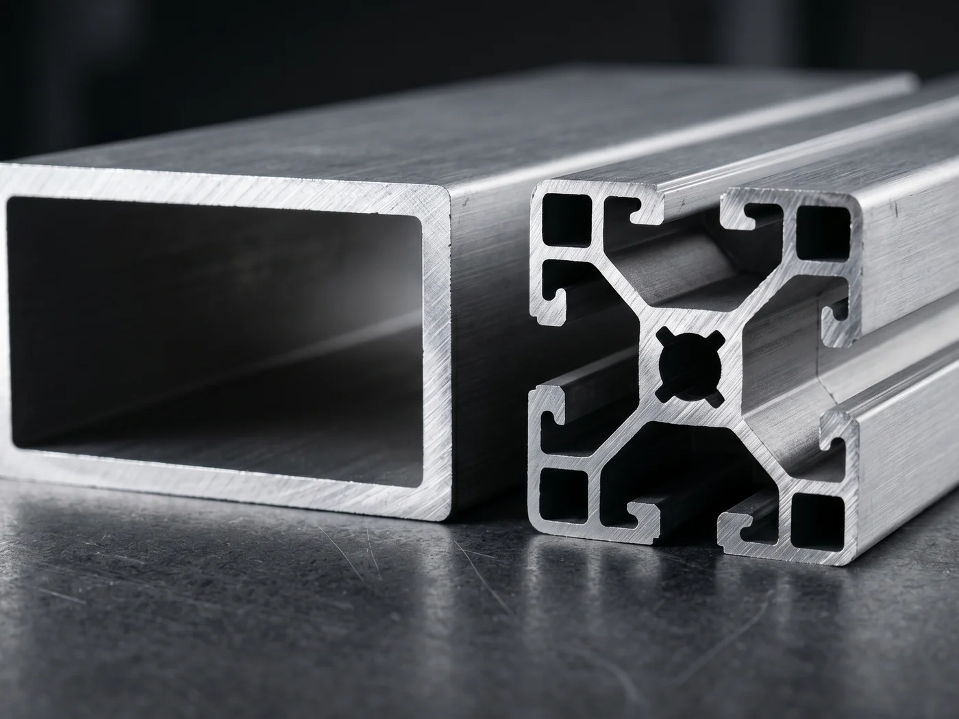 Abstract heavy hollow aluminium extrusion with internal ribs